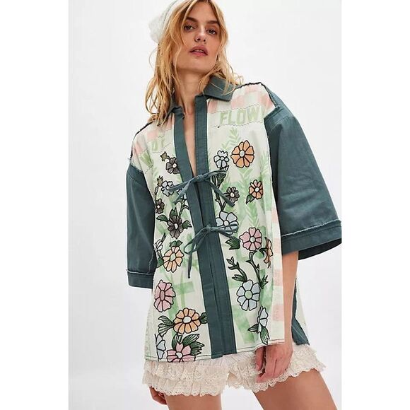 Free People We The Free - Pressed In Flowers Kimono $198 - Picture 1 of 7